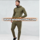 Sports khaki tracksuits for men custom logo skinny fitted cotton tracksuit  joggers mens green blank gym jogger sweat suit